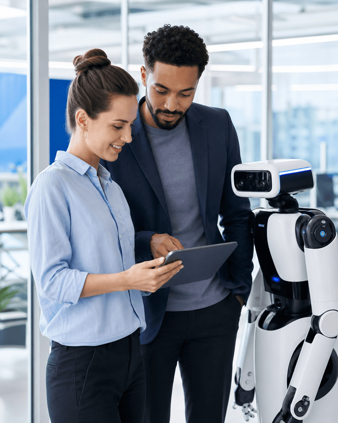 Employer reviewing candidates in a collaborative workplace
