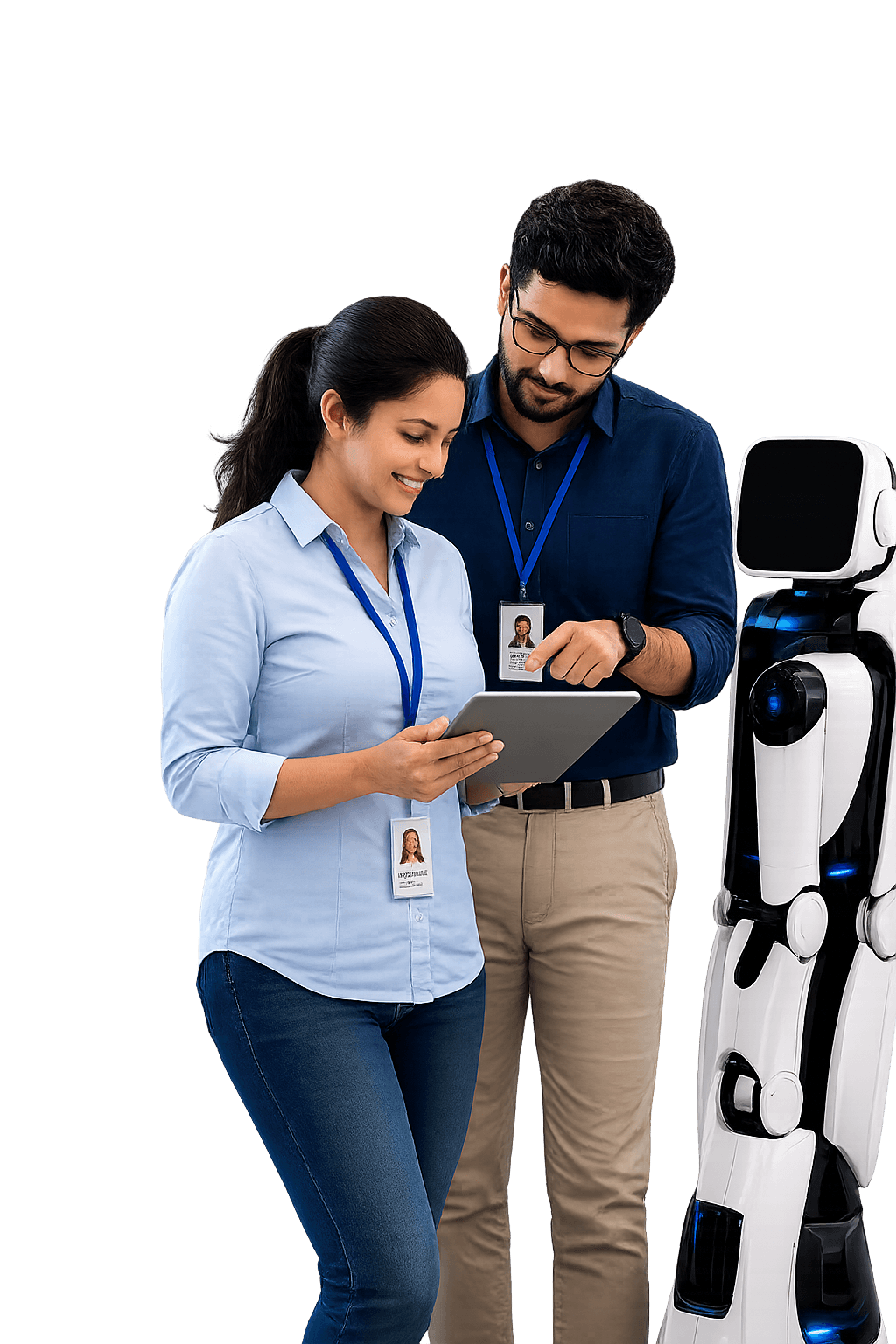 Professionals and a robotic system collaborating